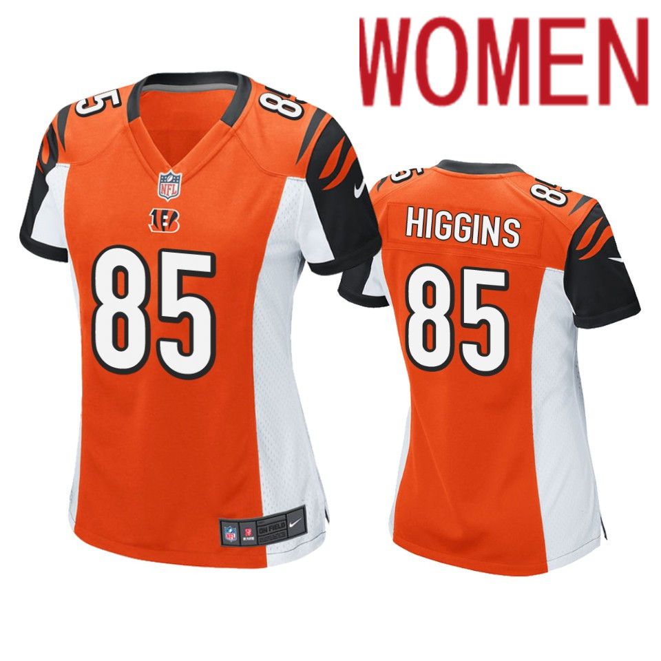Women Cincinnati Bengals #85 Tee Higgins Nike Orange Game NFL Jerseys->women nfl jersey->Women Jersey